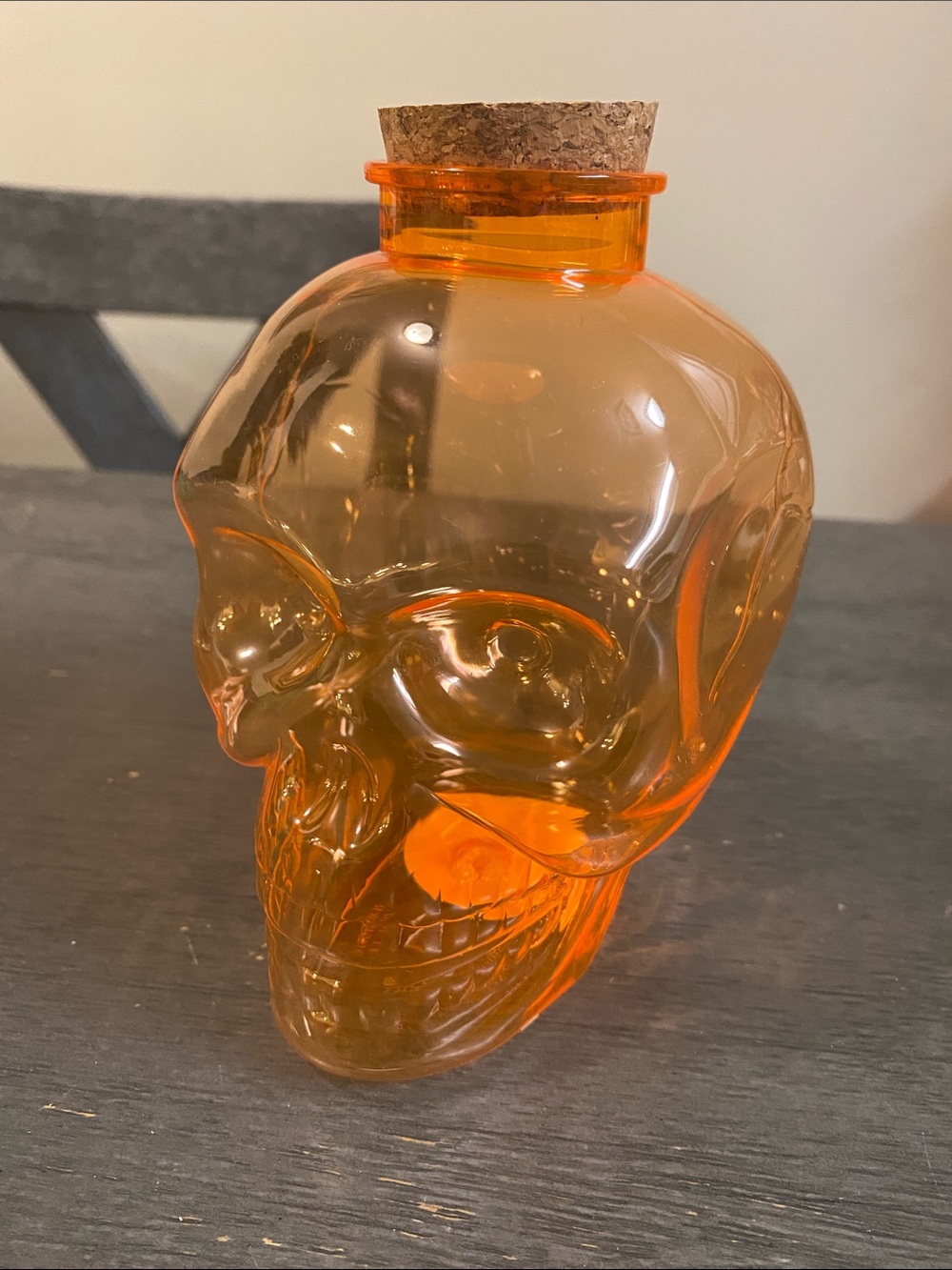 Orange Plastic Skull Bottle